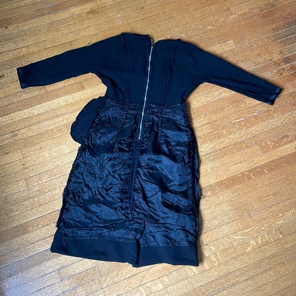 Vintage 1960’s Black Wool Wiggle Dress w Back Metal Zipper, Slash Neck & Pocket - Picture 16 of 16